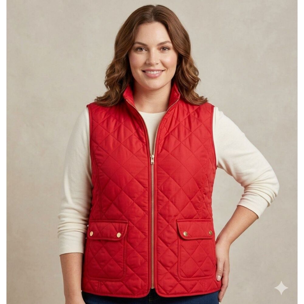 St. John's Bay XXL Women’s Crimson Red Quilted Vest #preppy #chic #cozy